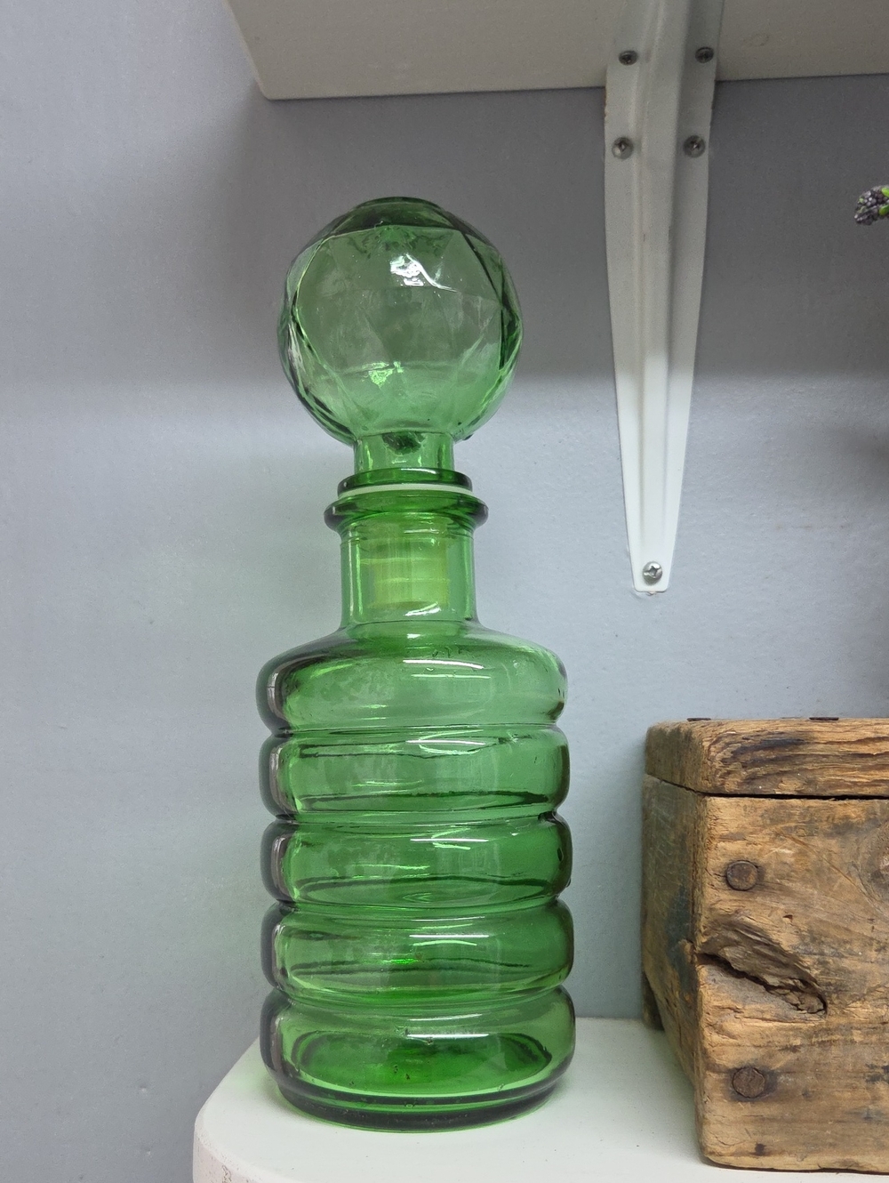 Vintage Italian Empolti Green Glass Decanter